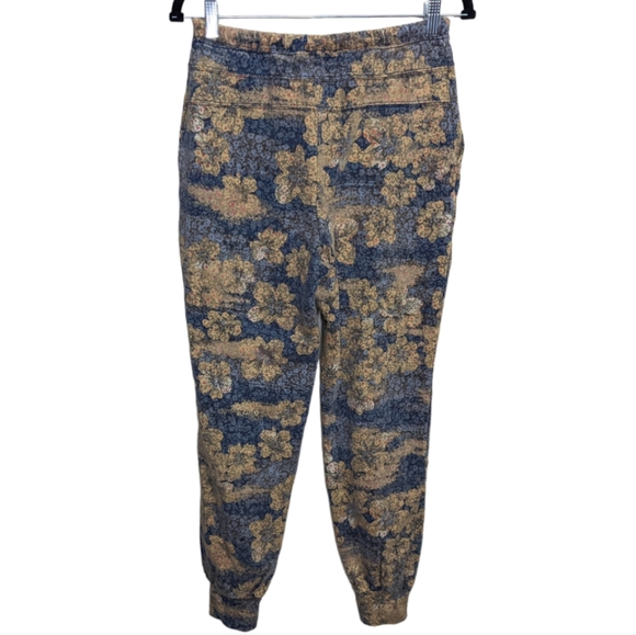 Anthropologie Women's Floral Jogger Sweatpants XS Blue Beige Comfy Lounge Pants - Picture 3 of 9